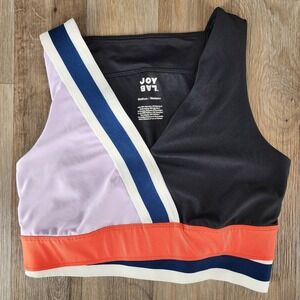 JoyLab Colorblock Sports Bra Lavender Black Orange Medium Athletic Workout